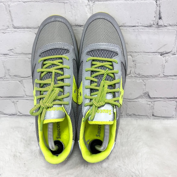 |•SAUCONY•| Trail Jazz Running Women Grey Neon Yellow Shoes Size 10 - Picture 6 of 10